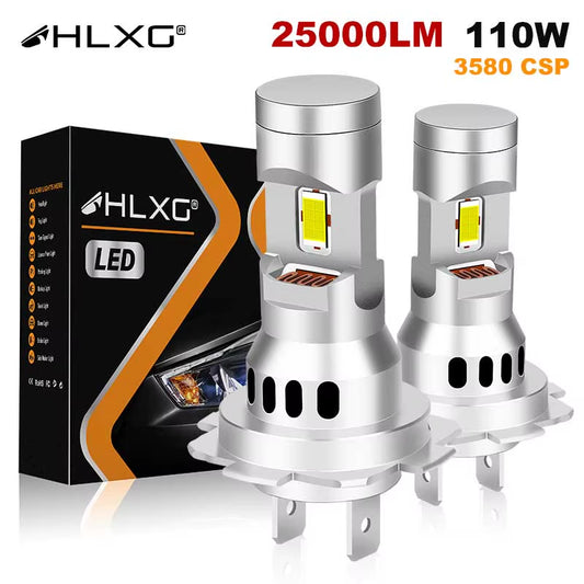 Turbo H7 LED CANBUS Lights 110W 25000Lm Mini Head Lamps 3580 CSP Wireless Car LED Headlight Bulbs with Fan 6000K White 12V