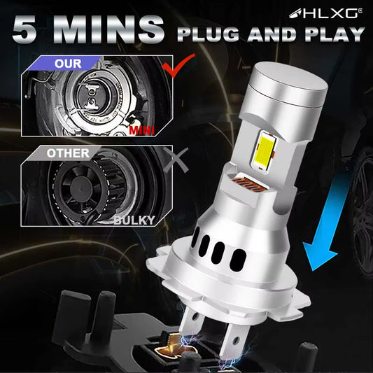 Turbo H7 LED CANBUS Lights 110W 25000Lm Mini Head Lamps 3580 CSP Wireless Car LED Headlight Bulbs with Fan 6000K White 12V